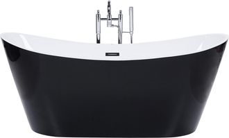 Beliani Beliani - Ba&ntilde;era Independiente De Acr&iacute;lico Blanco Negro Con Rebosadero 150 Cm Moderno Antigua