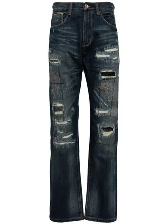 Private Stock whiskering effect jeans - men - Cotton - 32 - Blue