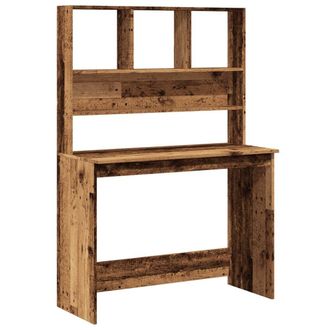 Berkfield Home Desk with Shelves Old Wood 102x45x148 cm Engineered Wood in Brown | Size: 102 x 45 x 148 cm