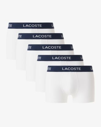 Lacoste Mens Trunks in White (5 Pack) Cotton - Size X-Large