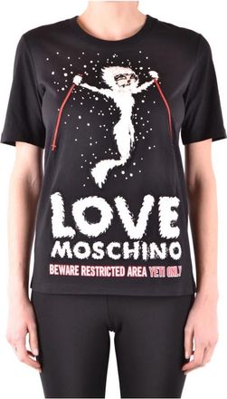 Love Moschino Zwarte korte mouwen katoenen T-shirt - Dames - T-shirts - Zwart - XS - Katoen - Tops