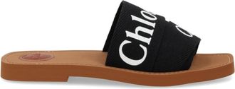 Chlo&eacute; Black Logo Woody Sandals