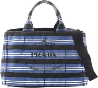 Prada Pre-owned Tote Bags, female, Multicolor, Size: ONE SIZE Pre-owned Canapa Canvas Tote Bag