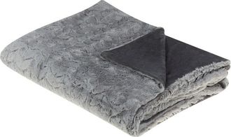 Beliani Beliani - Manta De Poli&eacute;ster Gris Claro 150 X 200 Cm Colcha Pelo Suave Accesorio Saraswati