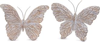 Melrose International Carved Butterfly Shelf Sitter (Set of 4) - Beige
