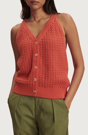 Varley Alessia Open Stitch Cotton Sweater Tank in Summer Fig at Nordstrom, Size X-Small
