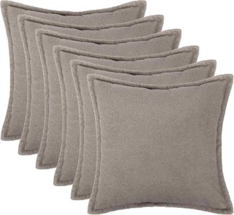 vidaXL Funda De Almohada 6 Pcs Houten Gris Claro 30 X 30 Cm Boucl&eacute; Vidaxl