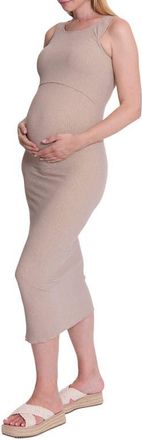 Cache Coeur Malaga Metallic Rib Maternity/Nursing Dress in Sand at Nordstrom