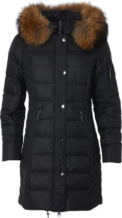 Danwear Luxe Donsjas met Wasbeer Bont - Dames - Dons jassen - Zwart - 7XL - Polyester - Jassen