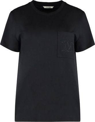 Max Mara Cotton Jersey T-shirt - Dames - T-shirts - Zwart - XS - Katoen - Tops