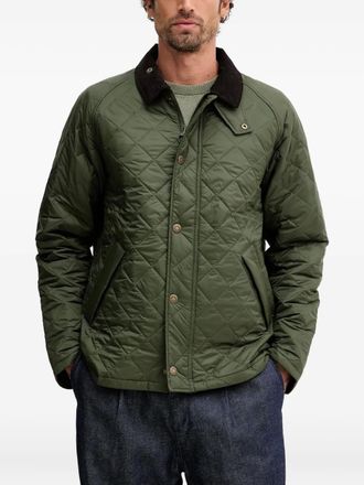 Barbour quilted corduroy-collar jacket - men - Polyamide/Polyester - M - Green