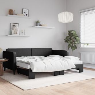vidaXL Vidaxl - Sof&aacute; Cama Nido Con Colch&oacute;n Tela Negro 90x190 Cm