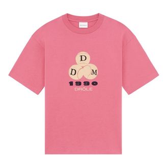 Dr&ocirc;le de Monsieur Slogan T-Shirt - Heren - Tops - Roze - Maat: L Katoen