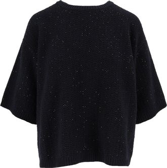 Fabiana Filippi Night Blue Platinum Sequined Short-Sleeve Top