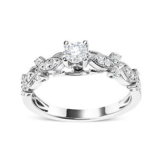 House of Brilliance 14K White Gold 1/2 Cttw Diamond Vintage Style Engagement Ring at Nordstrom