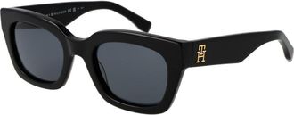 Tommy Hilfiger Womens Square Sunglasses Th Logo - Black - One Size