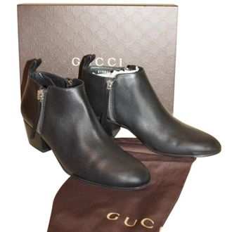 Gucci Black Low Block Heel Ankle Boots Size 40
