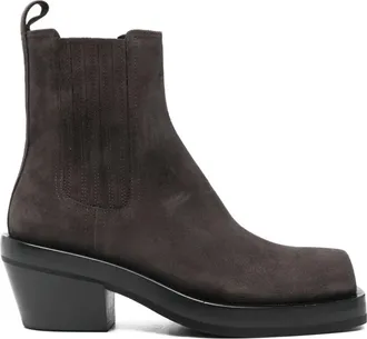 AGL 70mm square-toe boots - women - Calf Suede/Calf Leather/Rubber - 37.5 - Brown