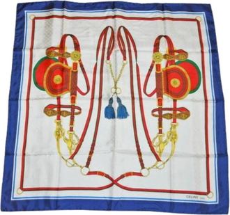 Celine Pre-owned Scarves, female, Blue, Size: ONE SIZE Pre-owned Silk Scarf