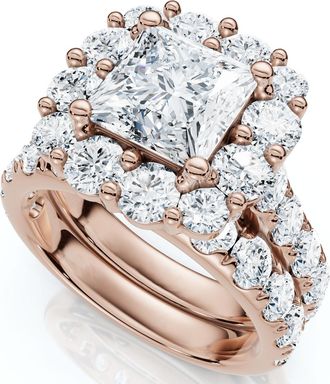 Pompeii3 5Ct Princess Cut Diamond Engagement Matching Wedding Ring Set 10k Gold Lab Grown