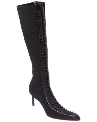 Givenchy Lace-Up Leather-Trim Knee-High Boot