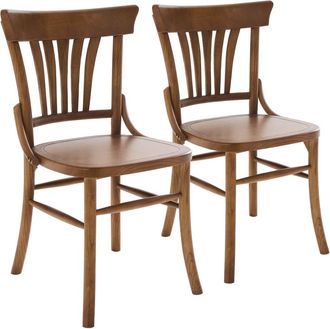 Oviala Conjunto de 2 sillas estilo escandinavo en madera de olmo oscuro