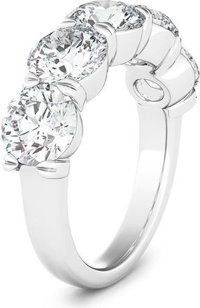 HauteCarat 5-Stone Lab Created Diamond Anniversary Ring in White Gold at Nordstrom, Size 6.5