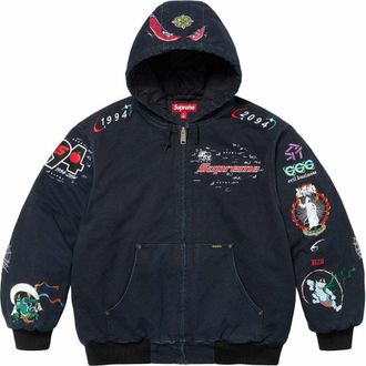 SUPREME AOI Hooded Work Jacket Black Multi-Color SUP-SS24-185