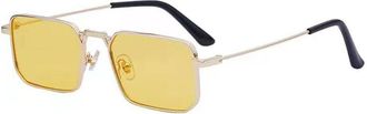Generic Retro Rectangle Sunglasses For Women Men, Metal Frame Punk Sun Glasses Vintage Travel Shades UV400 Protection,gold,yellow 2026