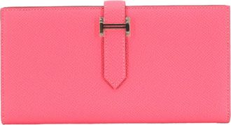 Herm&egrave;s Bearn Rose Azalee Epsom Leather Long Wallet (Bi-Fold) (Pre-Owned)