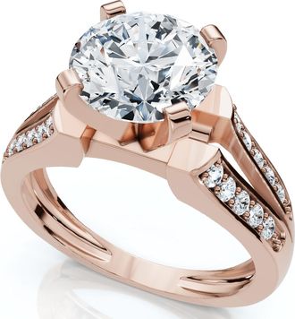 Pompeii3 Certified 2 1/5Ct Alexa Diamond Engagement Ring 14k Gold Lab Grown (2ct center)