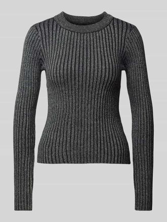 Pieces Slim Fit Langarmshirt aus Viskose-Strick Modell CHRISTA in Black, Gr&ouml;&szlig;e XS