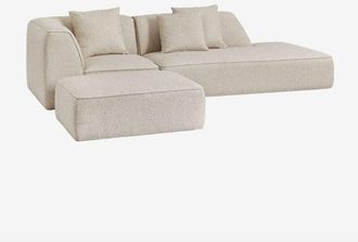 Sklum Sof&aacute; Modular Esquinero De 2 Piezas Con Div&aacute;n Derecho Y Puff Tapizado Cardea Sklum