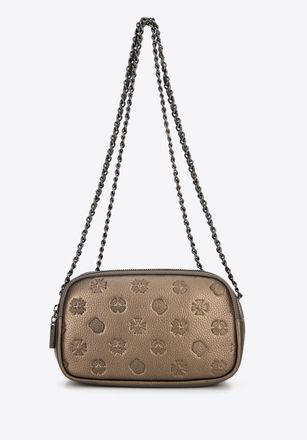 Wittchen Dames Leren Crossbody Tas met Gouden Ketting, Natuurlijk Leer