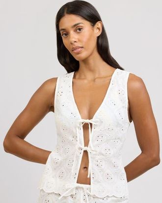 Onia Cotton Tie Front Tank in White at Nordstrom, Size Medium