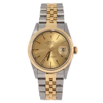 Rolex Oyster Perpetual Datejust Automatic Watch Stainless Steel and Yellow Gold 36 in Metallic Gold at Nordstrom