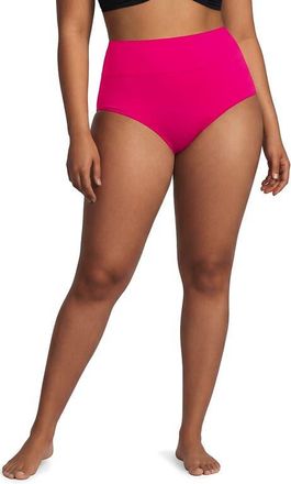 Lands End Chlorine Resistant Pinchless High Waisted Bikini Bottoms in Riviera Rose at Nordstrom, Size 24W