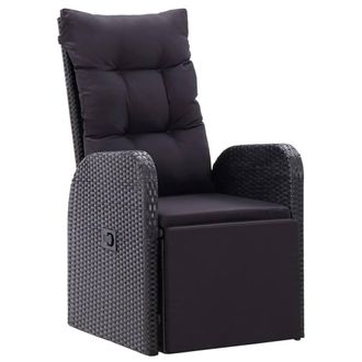 Berkfield Home 3 Piece Garden Dining Set with Cushions Black Poly Rattan