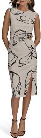 DKNY Gathered Sheath Dress in Light Canvas/Black at Nordstrom Rack, Size 4