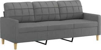 vidaXL Sof&aacute; De 3 Plazas De Tela Gris Oscuro 180 Cm Vidaxl