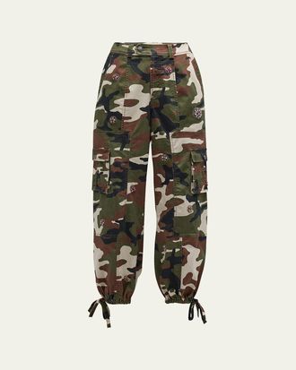 Cinq &agrave; Sept Love Camo Zola Embellished Twill Pants