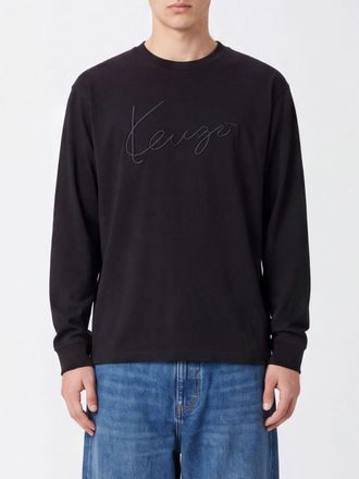 Kenzo T-shirt a maniche lunghe in cotone con logo ricamato tono su tono