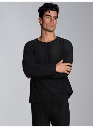 Trigema Strickfleece-Pullover TRIGEMA TRIGEMA Fleece-Rundhalsshirt, Herren, Gr. S, schwarz, 100% Polyester, Basic, Pullover Strickfleece-Pullover