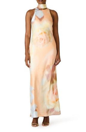 Steve Madden Jaidan Satin Scarf Maxi Dress in Coral Haze at Nordstrom, Size 12