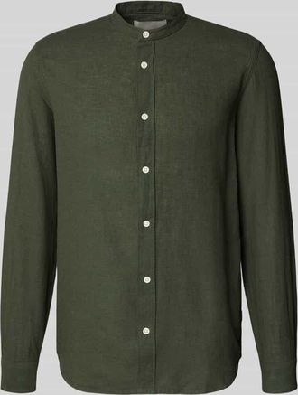 Only & Sons Slim Fit Freizeithemd aus Baumwoll-Leinen-Mix Modell CAIDEN in Oliv, Gr&ouml;&szlig;e XXL