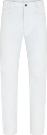 Infinity Leather Mens White Lamb Leather 501 Biker Jeans - Istanbul