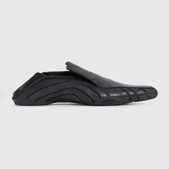 Gucci Mens Slip-on Sneaker, Black, Leather