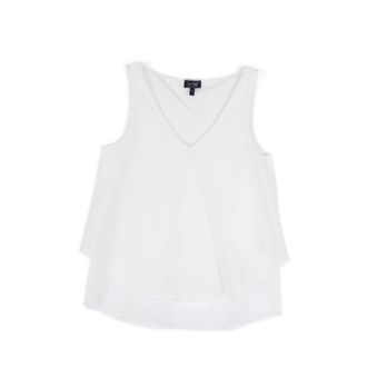 Armani Sleeveless Tops, female, White, M, Sleeveless Layered Blouse in White