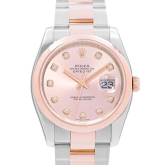 Rolex Pre-owned Rolex Datejust 36 Automatic Chronometer Diamond Pink Dial Mens Watch 116201 PDO