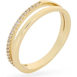 Nordstrom Rack Faux Stack Cubic Zirconia Ring in Clear- Gold at Nordstrom Rack, Size 7